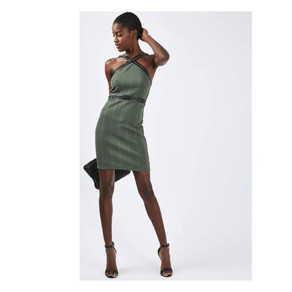 Topshop green leather chain embellished dress - Picture 11 of 12